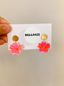 Pink Acrylic flower earrings