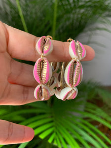 Hand painted Cowrie shell hoops