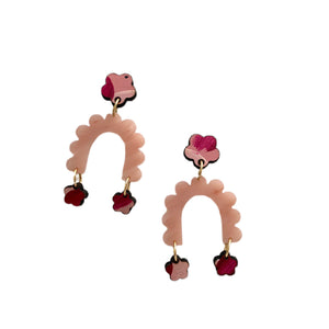 Scalloped modern dangle earrings- Valentine’s Day earrings