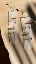 Load image into Gallery viewer, Frosted White Open Maze Dangles- Elegant Acrylic Laser Cut Earrings
