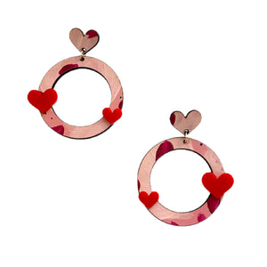 Big Heart Hoops Red and Pink Heart hoops- Valentine’s Day earrings