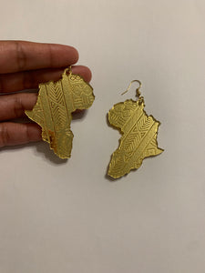 Gold Acrylic Africa Earrings
