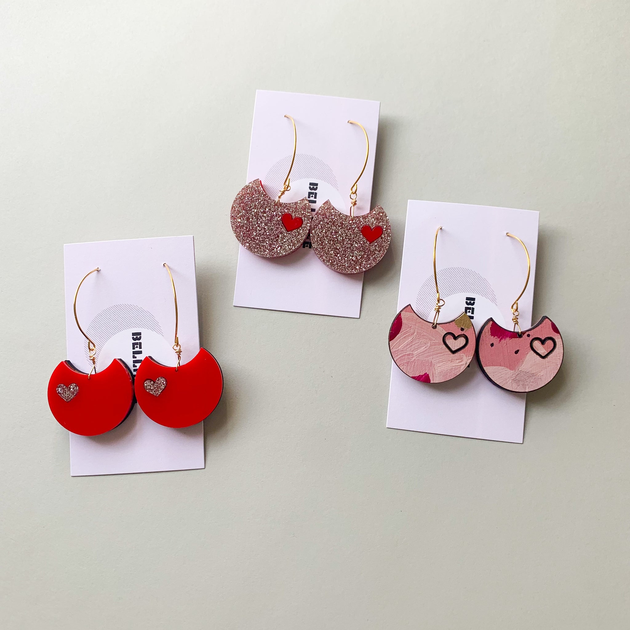 Red and Pink Heart - Valentine's Day earrings – Bellacee