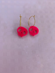 Hot pink skull earrings
