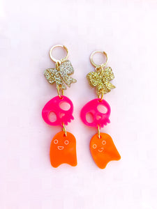 Hot pink Halloween earrings