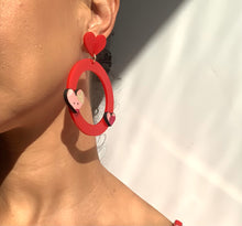 Load image into Gallery viewer, Big Heart Hoops Red and Pink Heart hoops- Valentine’s Day earrings
