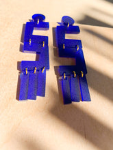 Load image into Gallery viewer, Royal Blue Open Maze Dangles- Elegant Acrylic Laser Cut Earrings
