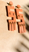 Load image into Gallery viewer, Terra Cotta Open Maze Dangles- Elegant Acrylic Laser Cut Earrings
