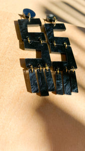 Black Open Maze Dangles- Elegant Acrylic Laser Cut Earrings