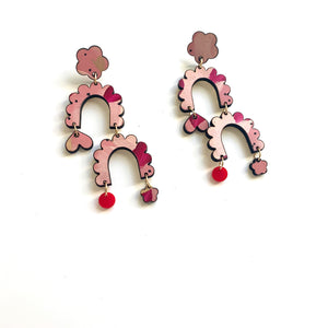 Mobile scalloped dangle earrings- Valentine’s Day earrings