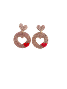 Red and Pink Heart hoops- Valentine’s Day earrings