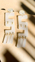 Load image into Gallery viewer, Frosted White Open Maze Dangles- Elegant Acrylic Laser Cut Earrings
