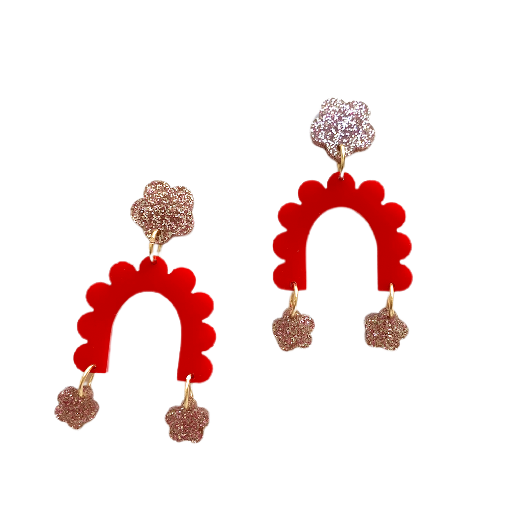 Scalloped modern dangle earrings- Valentine’s Day earrings
