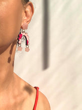 Load image into Gallery viewer, Scalloped modern dangle earrings- Valentine’s Day earrings
