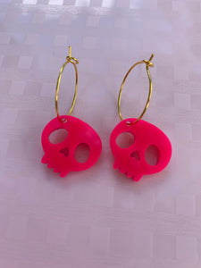 Hot pink skull earrings
